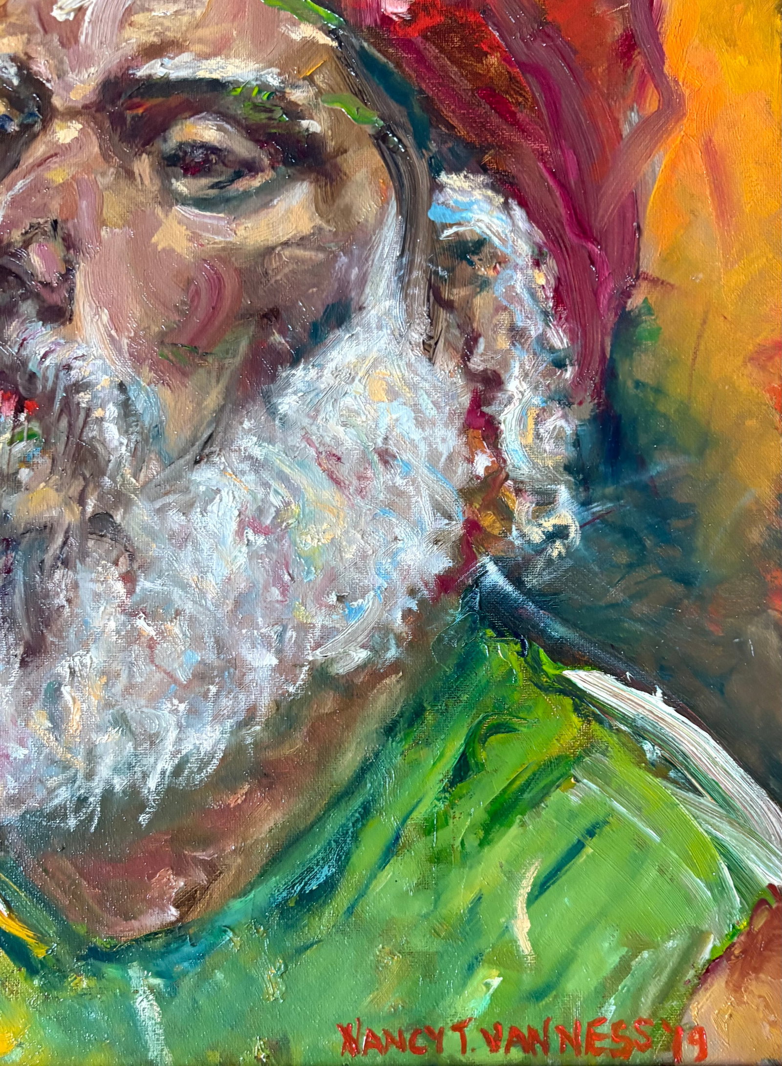 Portrait of a Man, Contemporary Expressionist Oil Painting, by Van Ness - 7