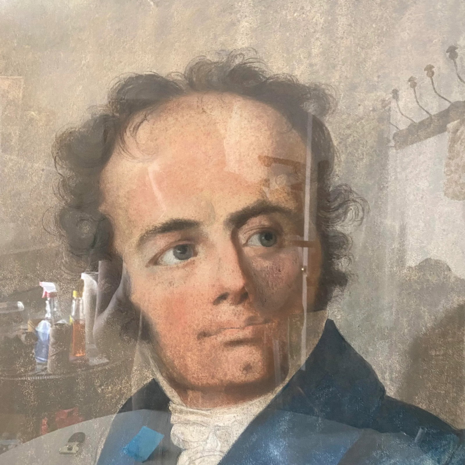 Early 19th Century Early French Pastel Portrait of Thinking Man in Waistcoat, in Gold Gilt Frame - 3