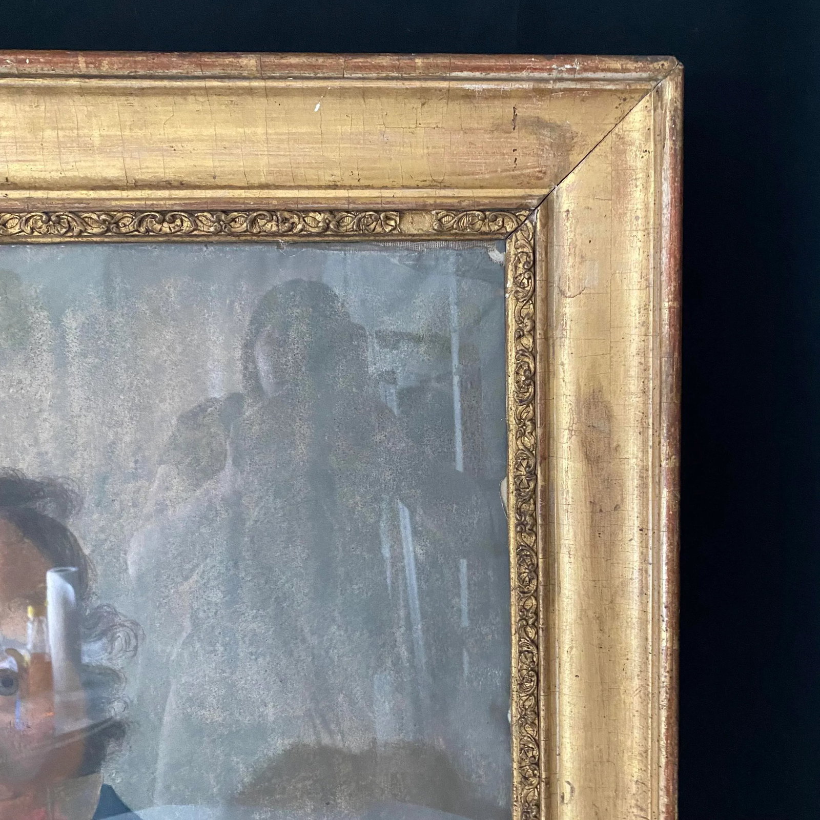 Early 19th Century Early French Pastel Portrait of Thinking Man in Waistcoat, in Gold Gilt Frame - 9