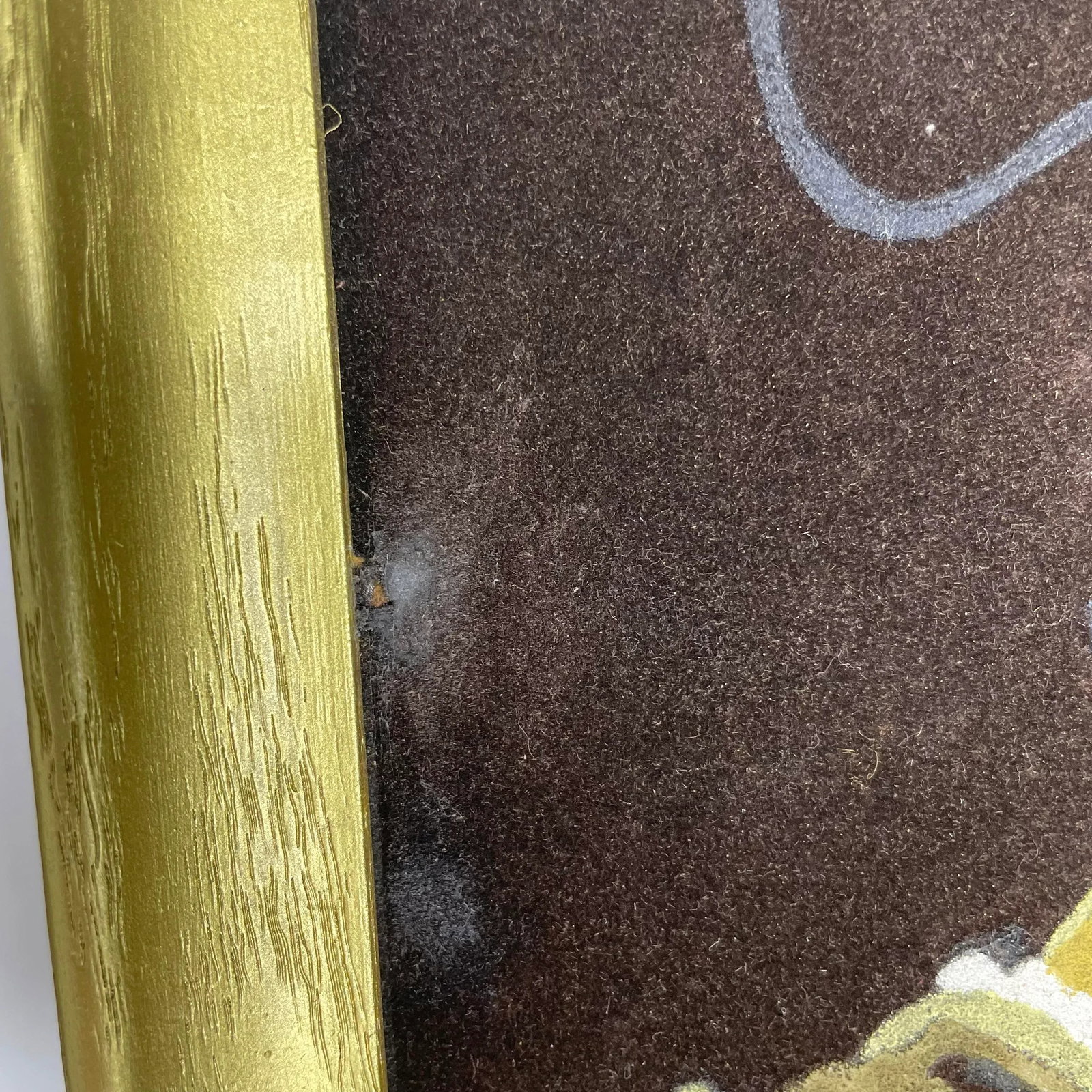 Vintage Gold Framed Velvet Art Portraits of a Spanish Man and Woman - a Pair - 5
