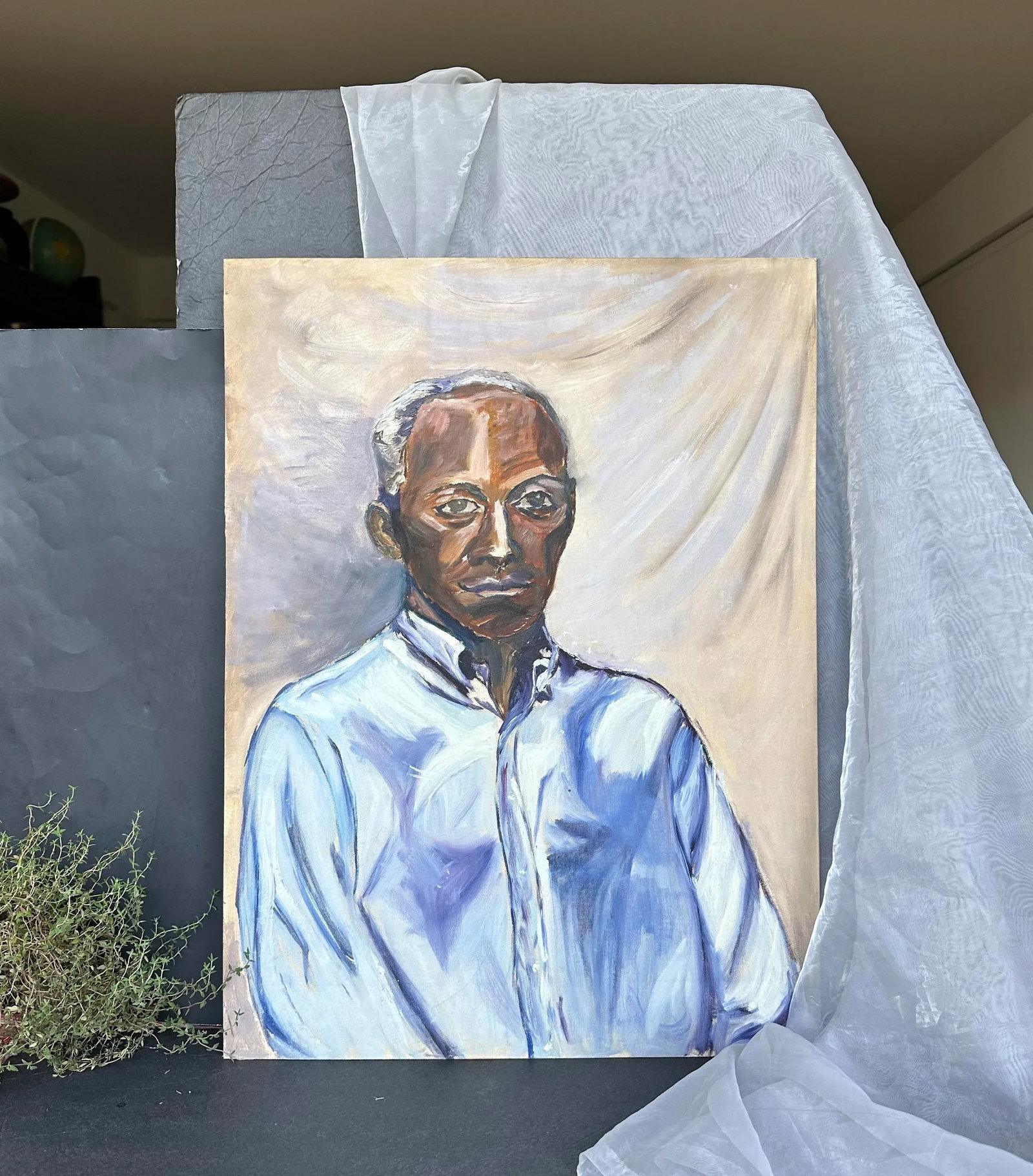 Vintage Original Oil Painting Portrait of an African American Man - 2