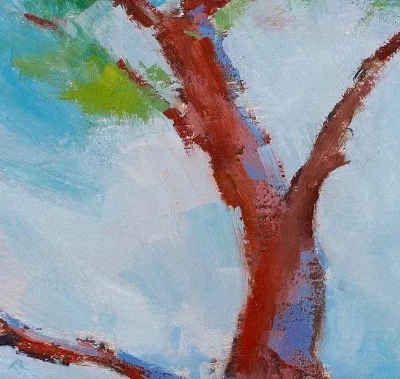 Twisted Cypress, Expressionist Oil Painting by L Haas - 2