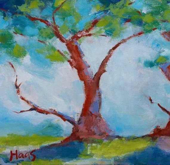 Twisted Cypress, Expressionist Oil Painting by L Haas - 3