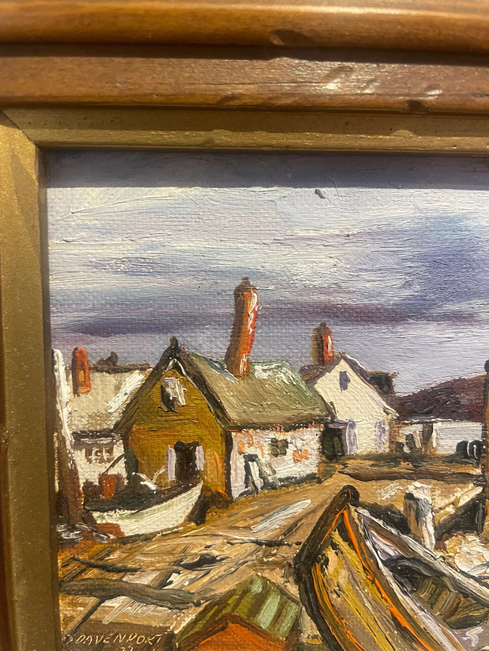 Vintage 1972 Harbor Oil Painting by Davenport, Framed - 3