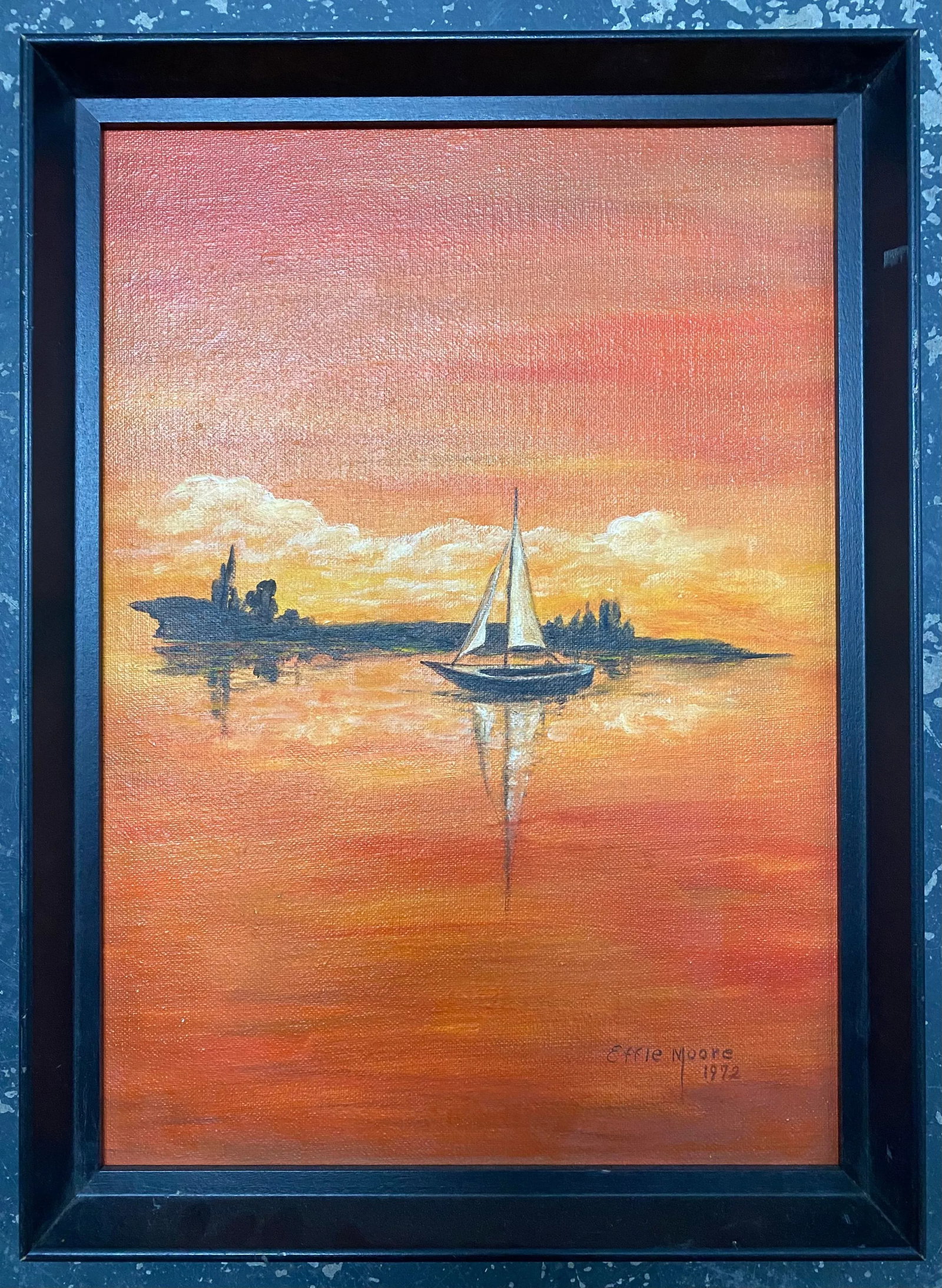 Original Oil on Canvas Sailboat Painting (1972) - 2