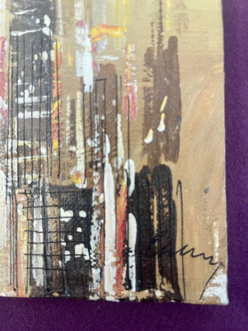 Mid 20th Century Modern Abstract Cityscape Painting with Skyscrapers - 2