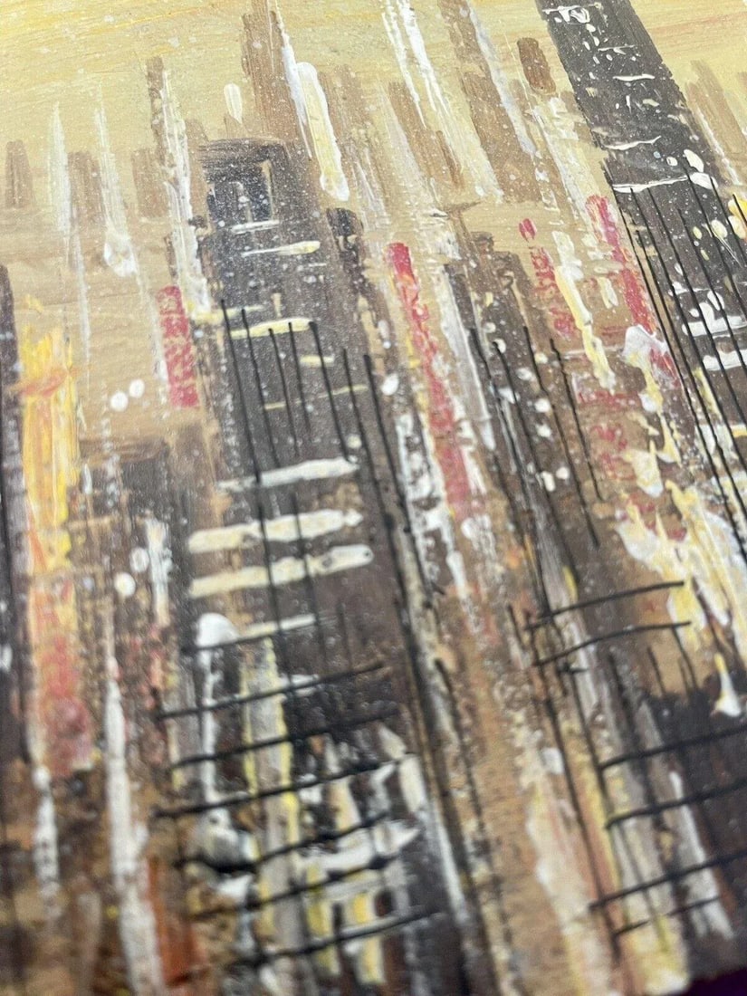 Mid 20th Century Modern Abstract Cityscape Painting with Skyscrapers - 4