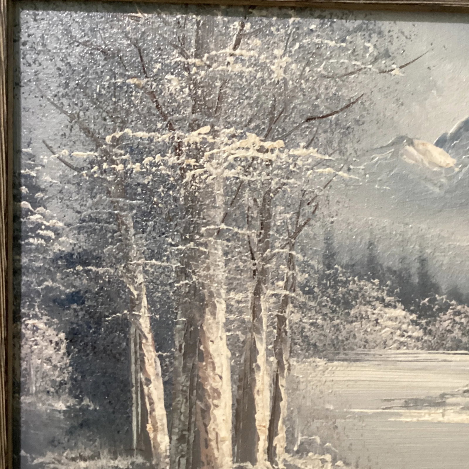 Vintage Oil Painting on Wood Winter Landscape - 3