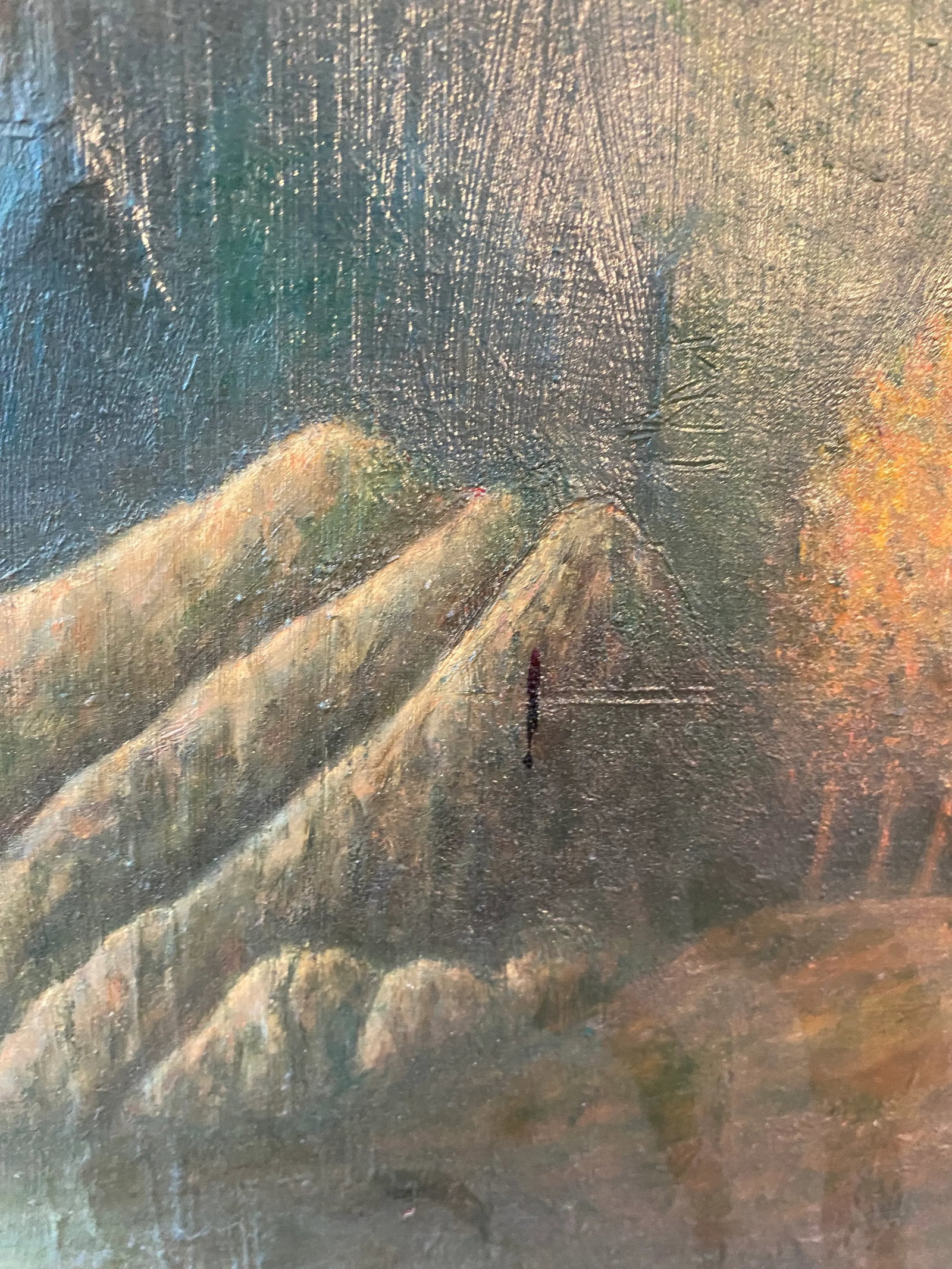 Vintage Original Oil on Canvas Mountain Scene Painting - Signed a.t. Spizzo - 7