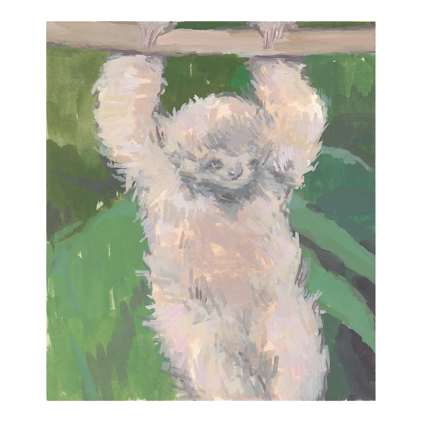 Sloth Print Contemporary Original Expressionist Painting by Michelle Farro: This is a print of my painting "sloth baby." The image is printed with archival inks on fine art paper that beautifully captures the color and texture of the original piece. There is a white border