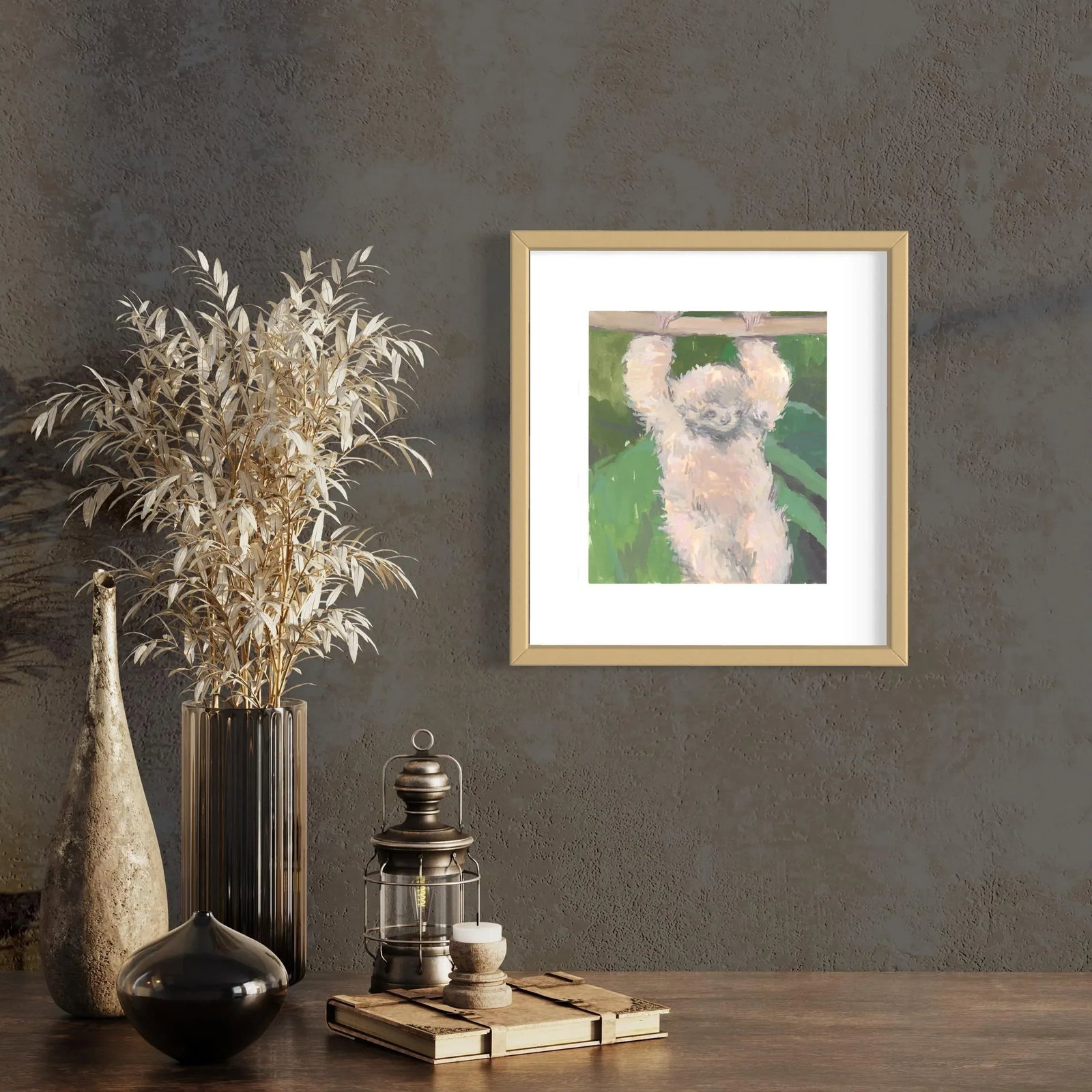 Sloth Print Contemporary Original Expressionist Painting by Michelle Farro - 2