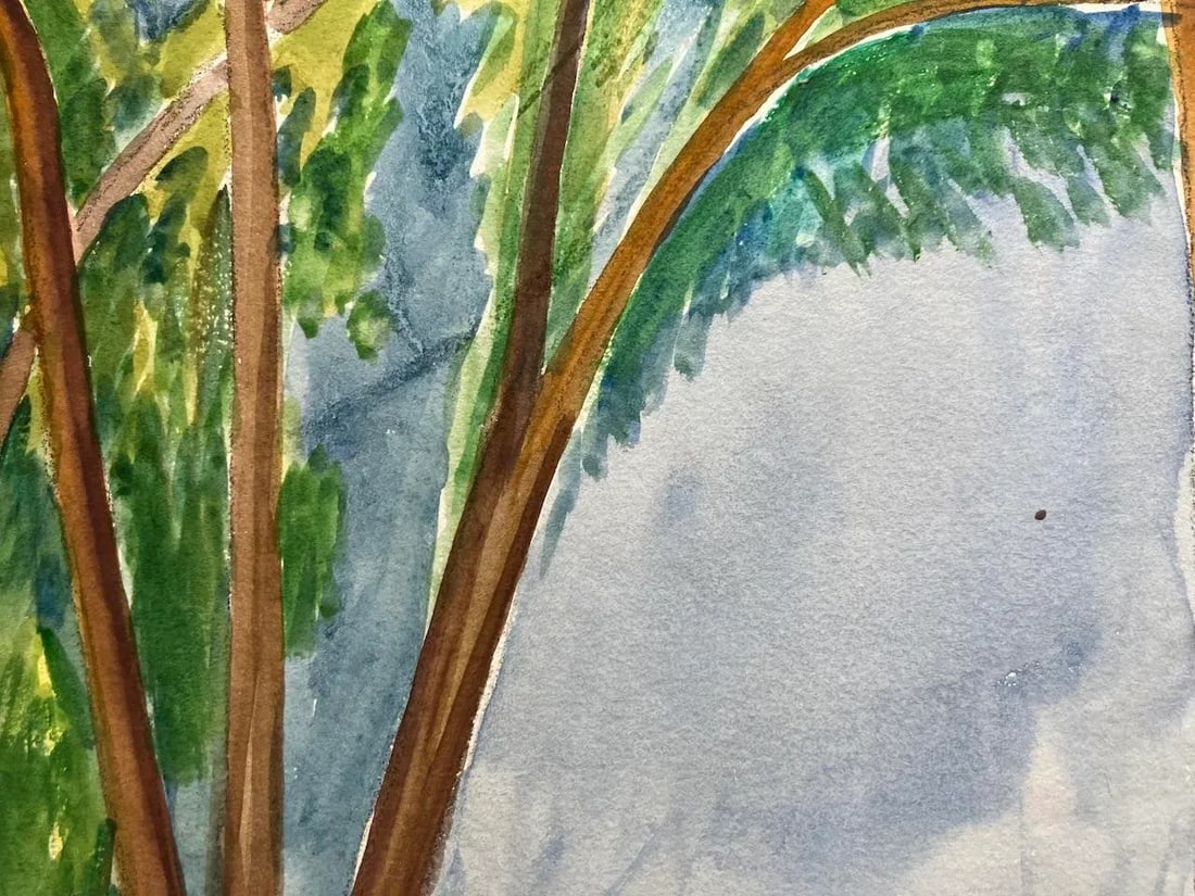Vintage Original Watercolor "The Artist en Plein Air" Unsigned Circa 1960 - 3