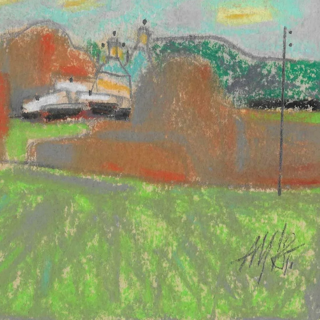 1990s Modern Pastel Landscape - 3