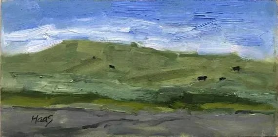 Yolo County Cows Plein-Air Landscape Original Oil by L Haas - 4