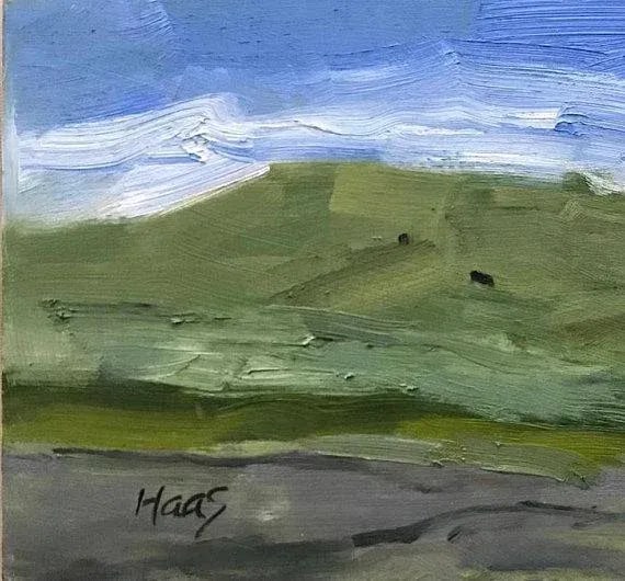 Yolo County Cows Plein-Air Landscape Original Oil by L Haas - 7