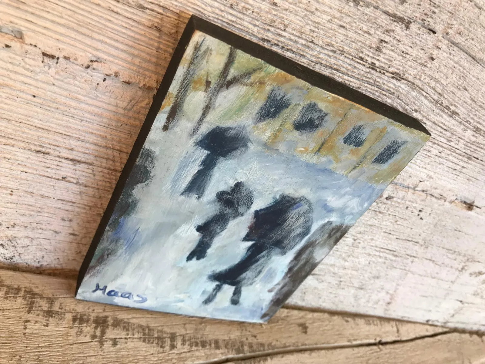 Winter Landscape (After Monet) Original Oil Painting by L Haas - 2