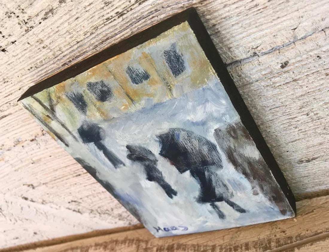 Winter Landscape (After Monet) Original Oil Painting by L Haas - 3