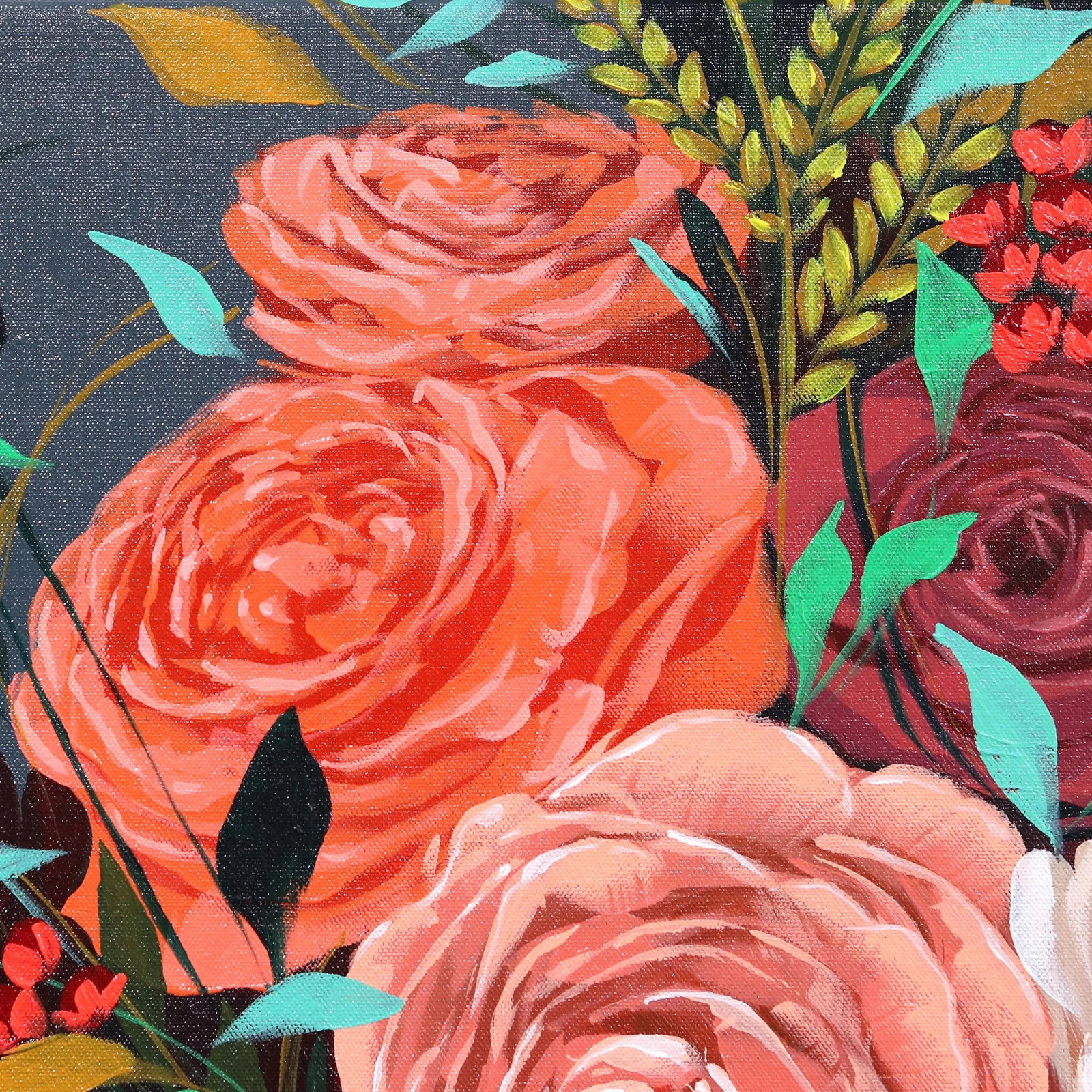Ada - Figurative Floral Woman Bright Colorful Original Artwork by Sally K - 2