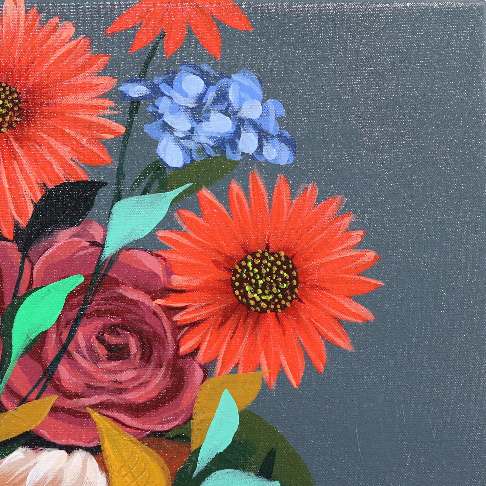 Ada - Figurative Floral Woman Bright Colorful Original Artwork by Sally K - 3