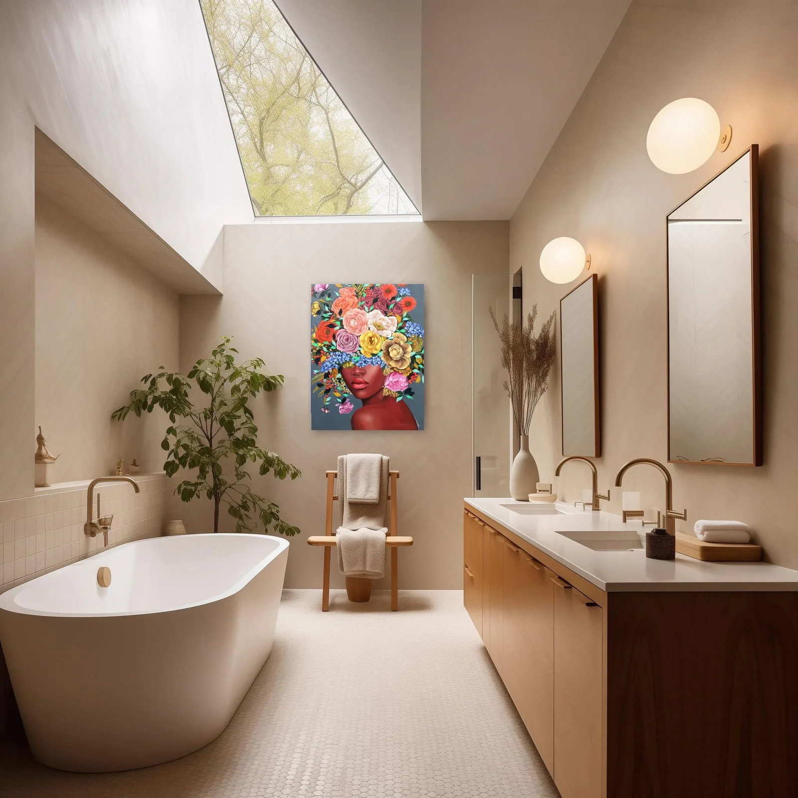 Ada - Figurative Floral Woman Bright Colorful Original Artwork by Sally K - 8