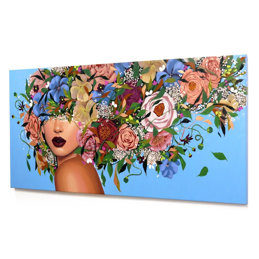 Angela - Floral Portrait Original Artwork by Sally K - 6