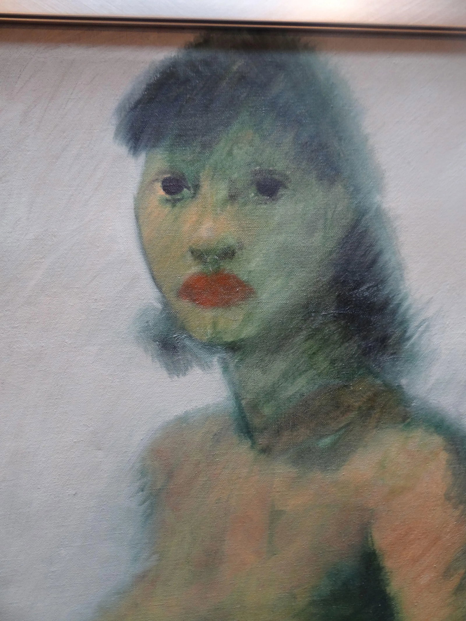 Vintage Mid Century Green Woman Painting by Elmer Plummer - 2