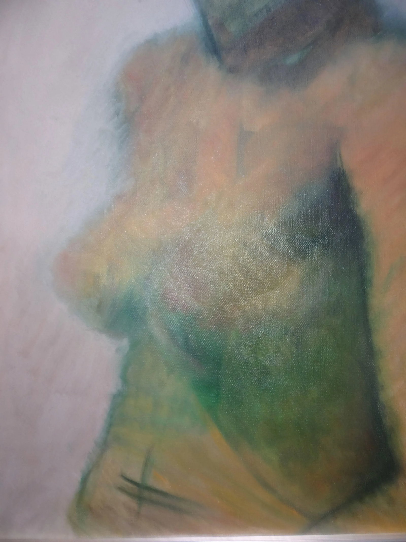 Vintage Mid Century Green Woman Painting by Elmer Plummer - 4