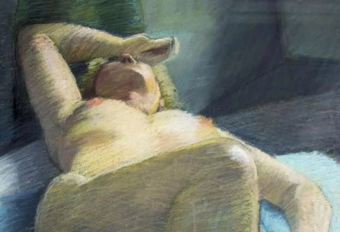 Recumbent Nude Original Framed Vintage Pastel Drawing, Richard Hagg - 2
