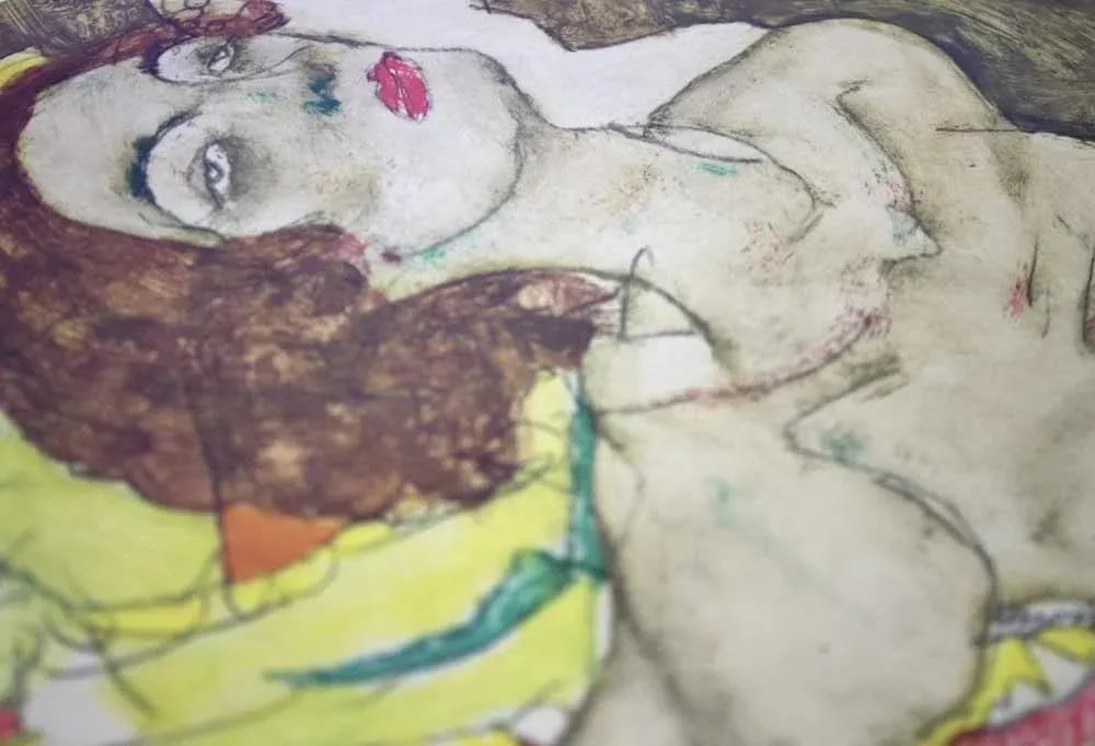 Egon Schiele Lithograph Signed "Two Reclining Models..." Dated #'Ed Lt. Ed. - 4