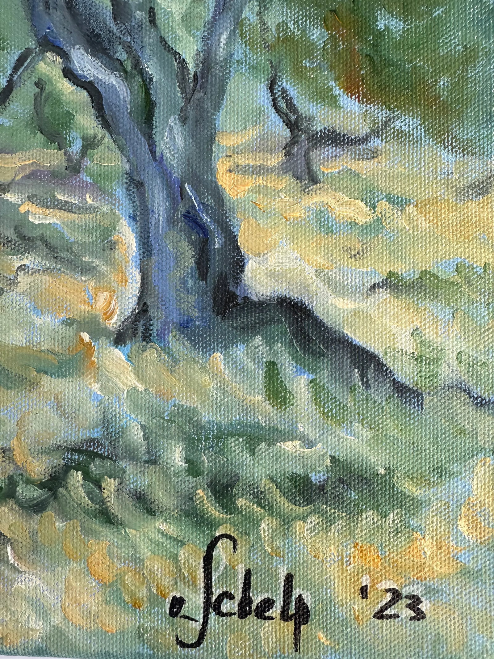 Plein Air Post Impressionism Landscape Olive Trees Signed Painting - 2