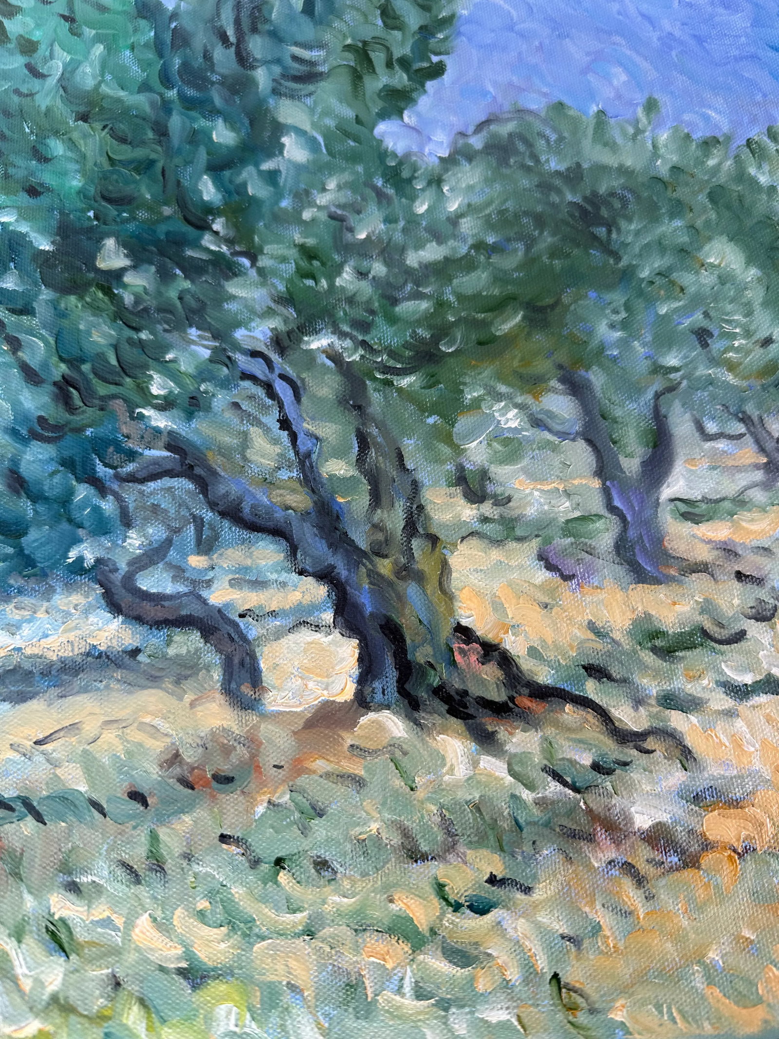Plein Air Post Impressionism Landscape Olive Trees Signed Painting - 7