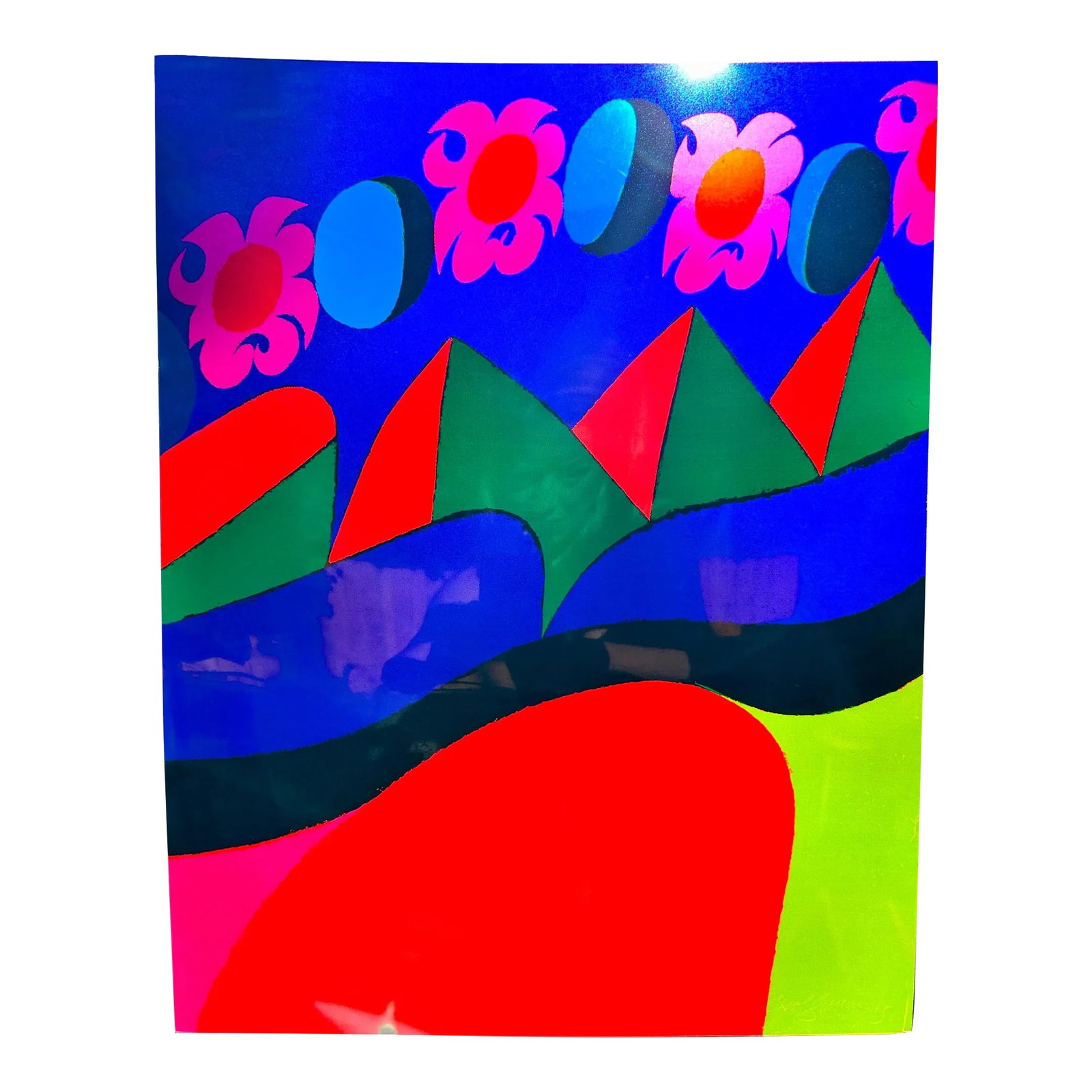 1980s Original Signed Carol Summers "Untitled" Landscape Acrylic Poster: Original Signed Carol Summers "Untitled" Acrylic Poster, a print on translucent acrylic sheet, signed and numbered 40/100 unframed. This piece would be great in a double sided glass frame and