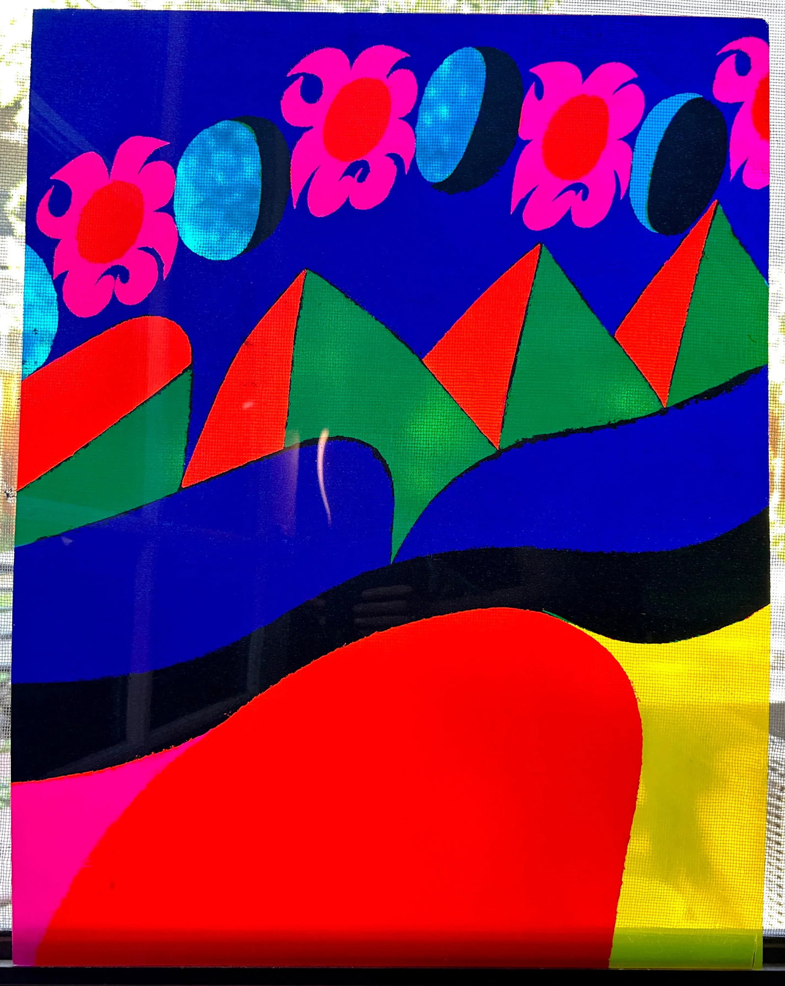 1980s Original Signed Carol Summers "Untitled" Landscape Acrylic Poster - 5