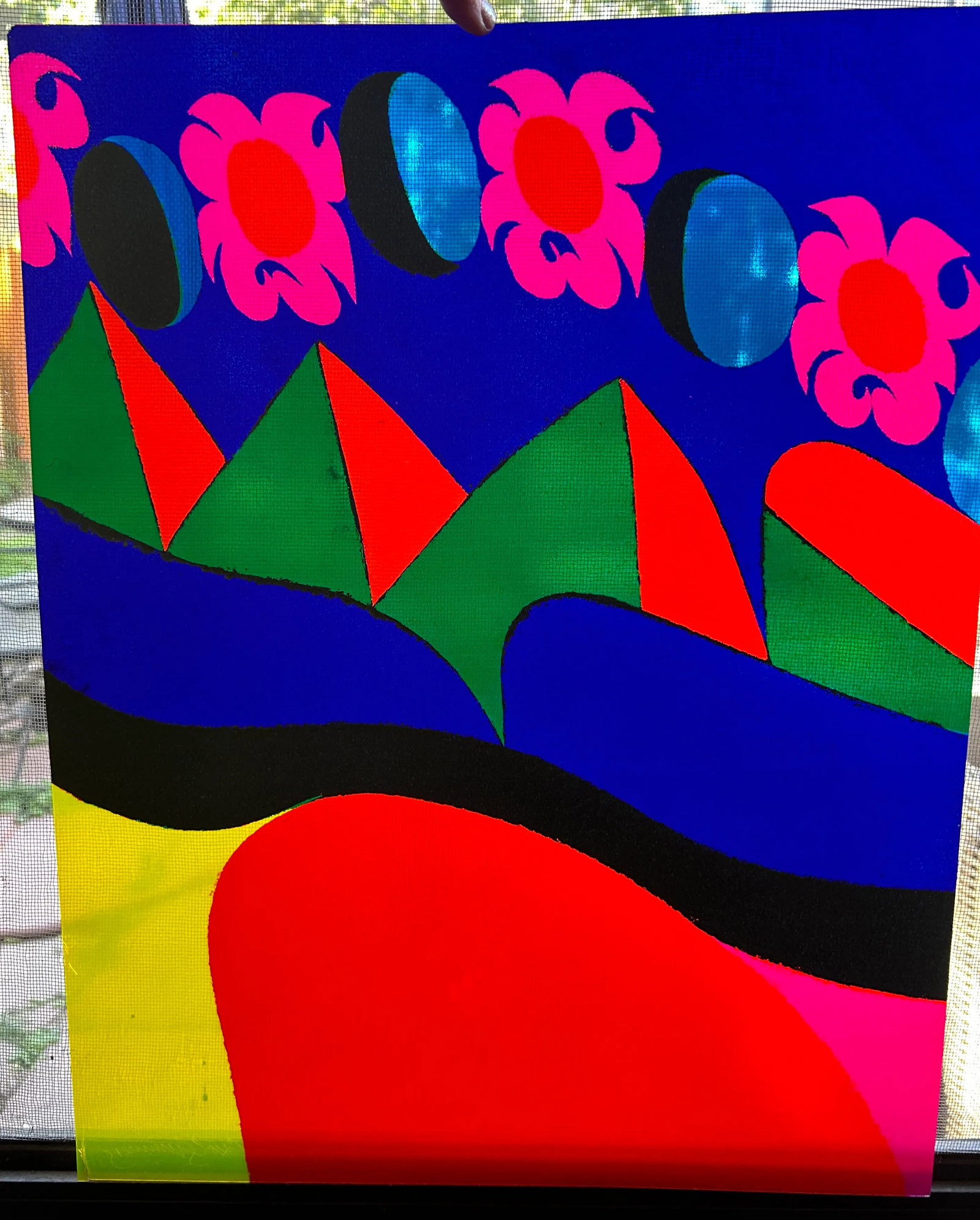1980s Original Signed Carol Summers "Untitled" Landscape Acrylic Poster - 9