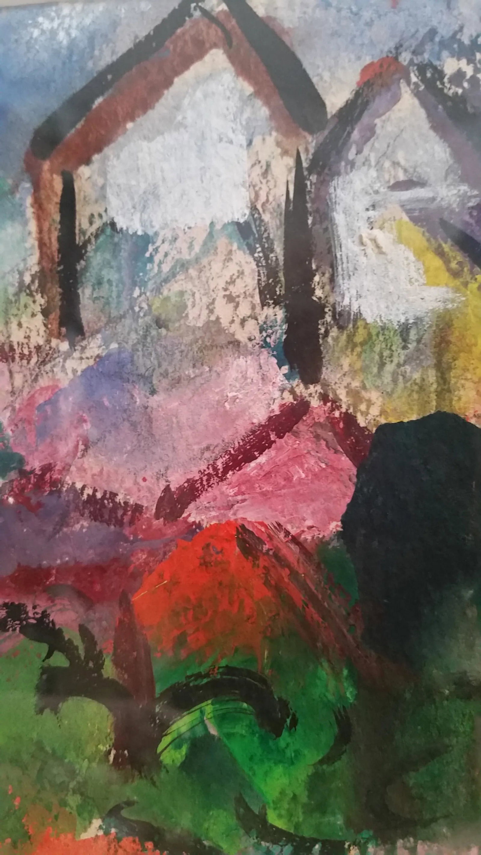 1959 Signed Elizabeth Erlanger Abstract Expressionist Landscape Watercolor, Framed - 4