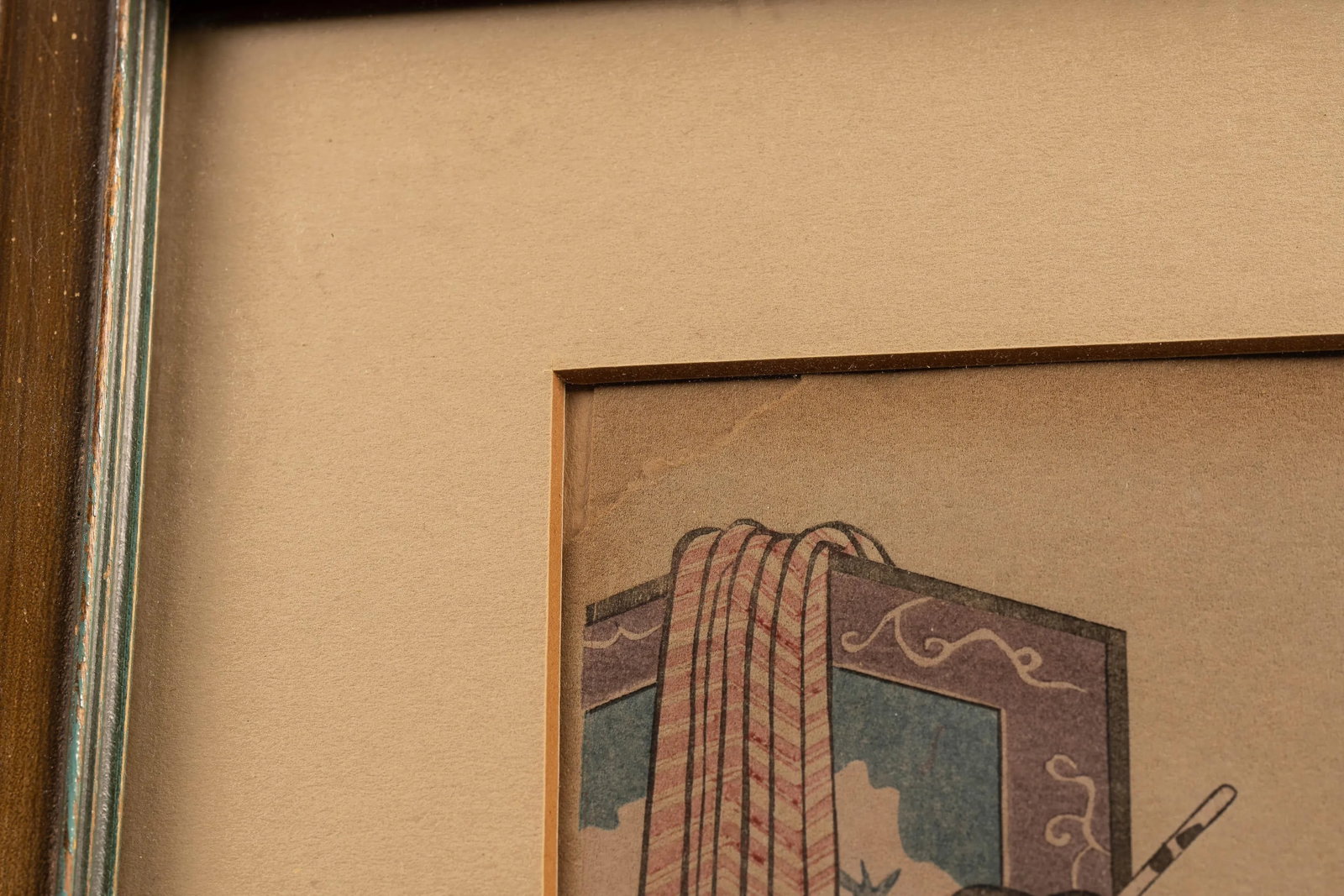 Courtesan With Cat 1920s Woodblock Print, Framed - 3