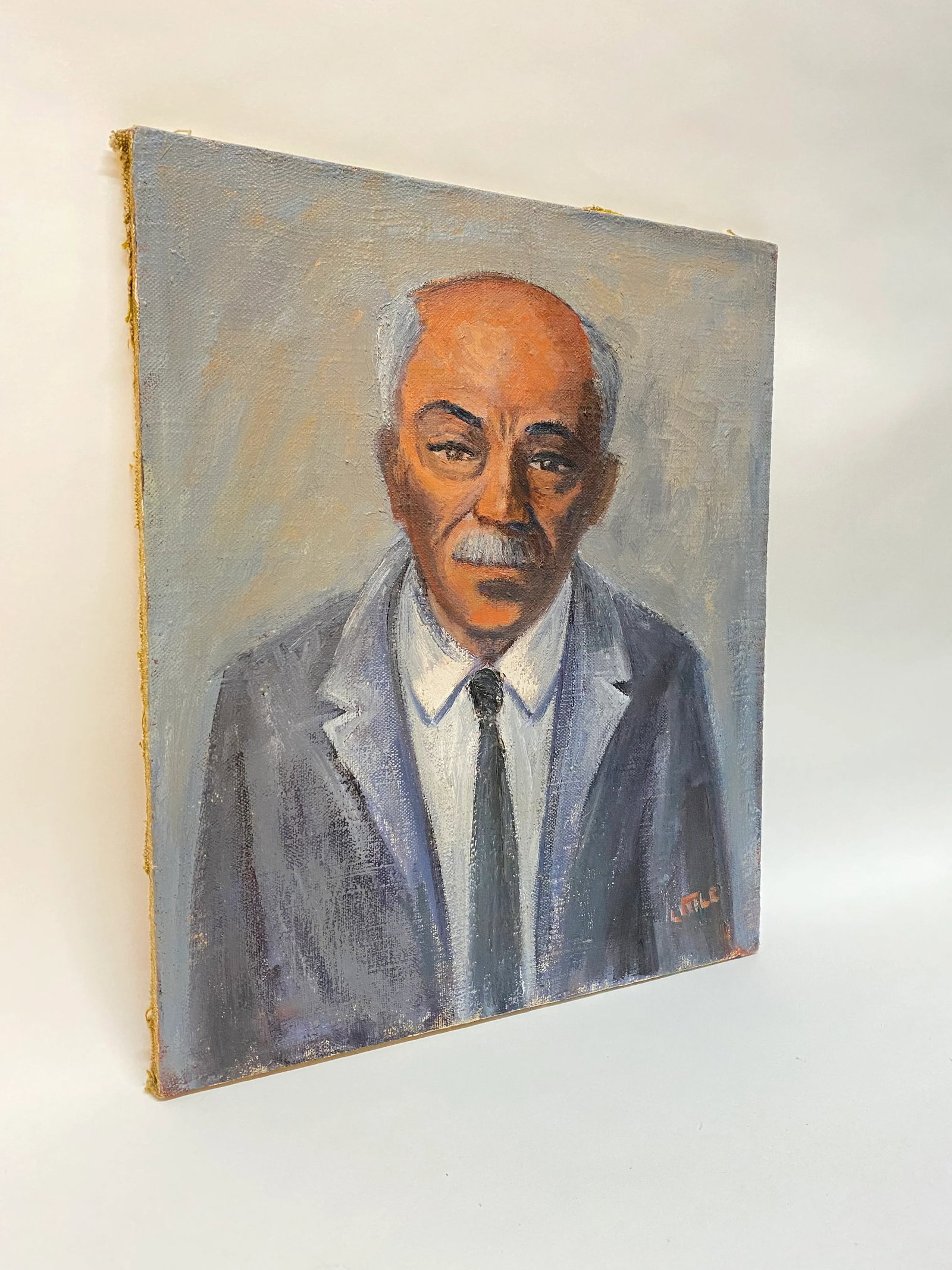 1950s Realist Portrait Painting of a Gentleman with a Mustache - 2