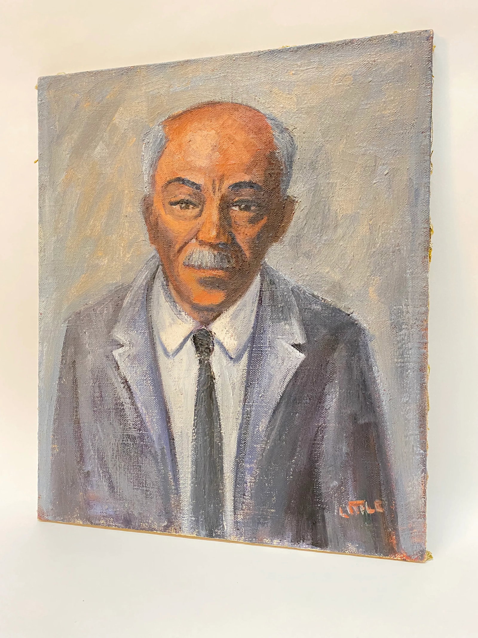 1950s Realist Portrait Painting of a Gentleman with a Mustache - 3