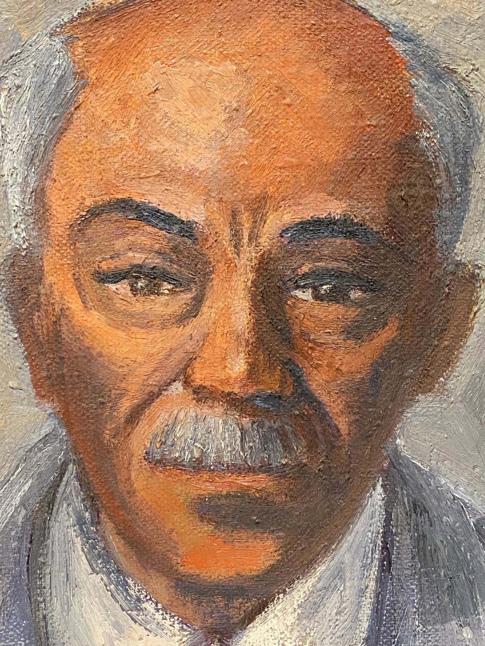 1950s Realist Portrait Painting of a Gentleman with a Mustache - 4