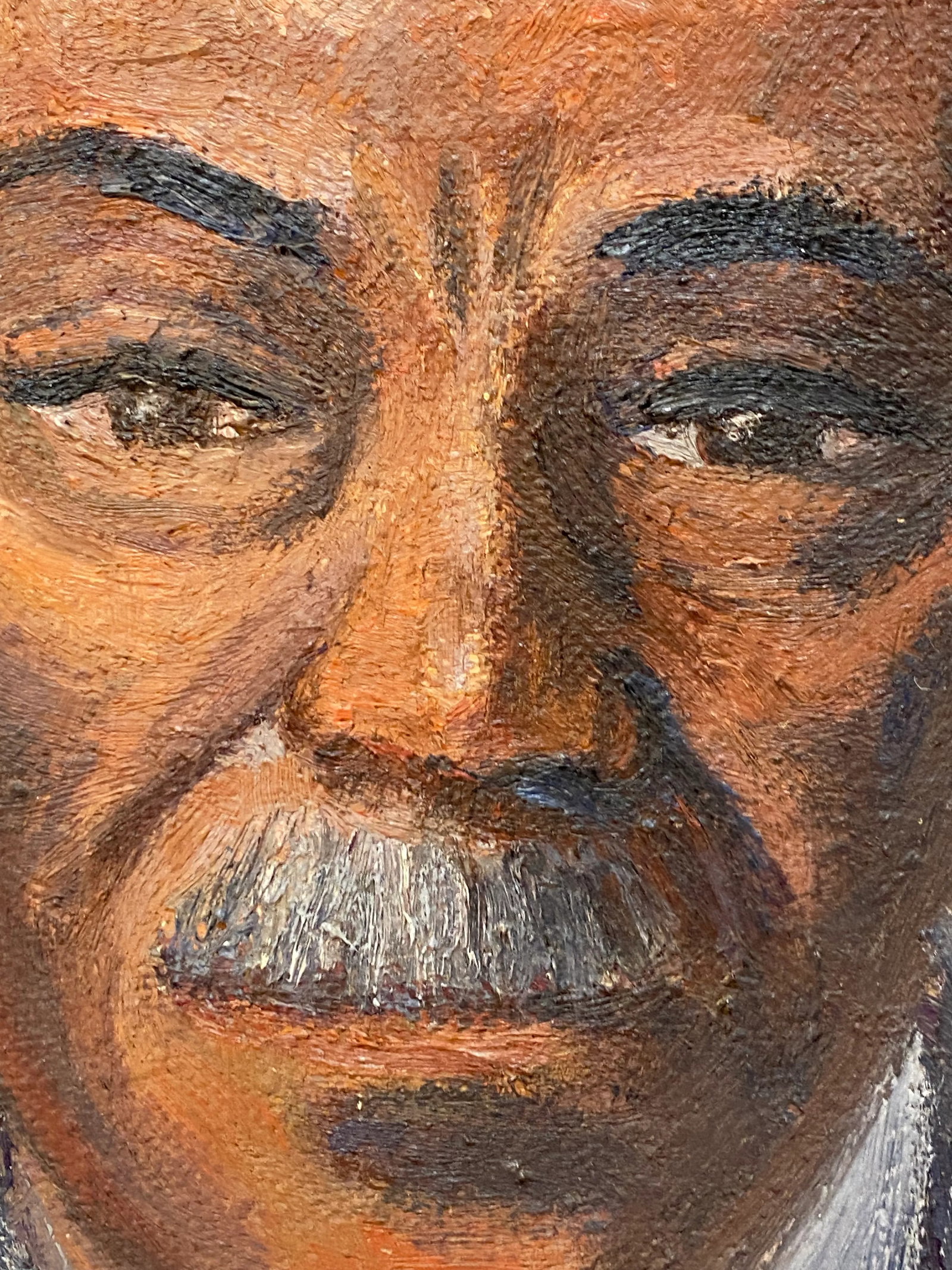 1950s Realist Portrait Painting of a Gentleman with a Mustache - 5