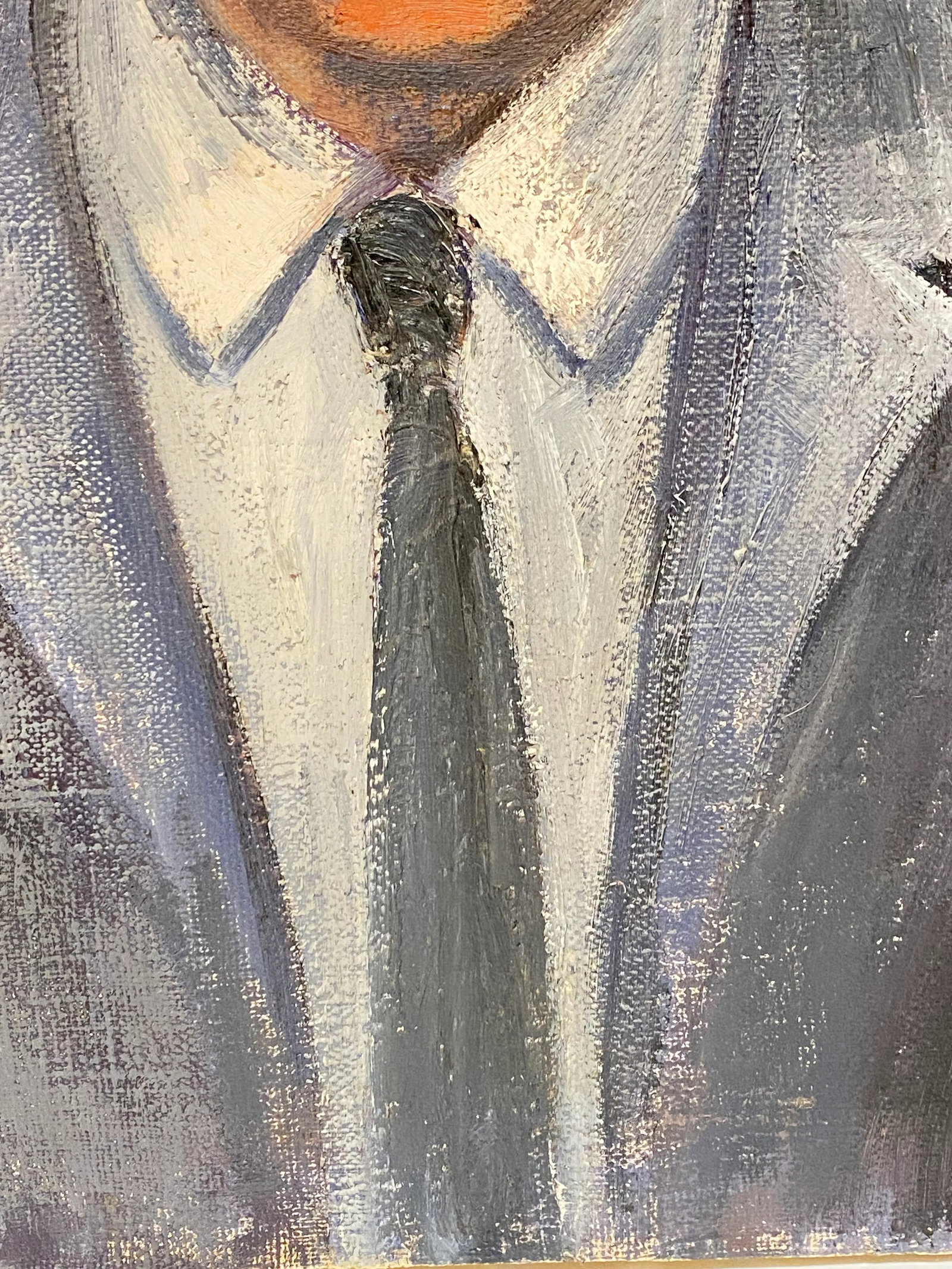 1950s Realist Portrait Painting of a Gentleman with a Mustache - 6