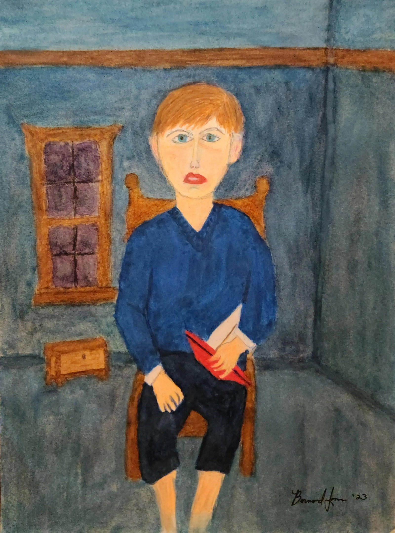 Original Watercolor Painting of Boy With Sailboat - 6