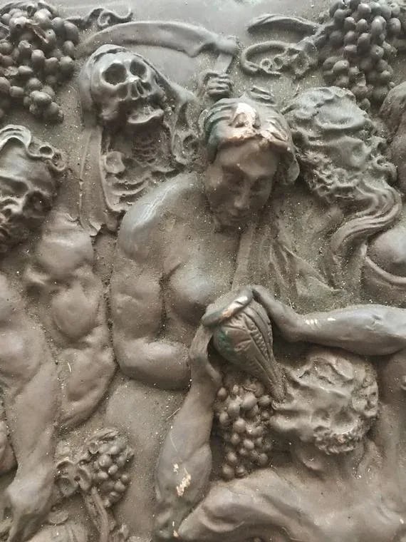 Copper Relief Sculpture Depicting Gluttony - 4