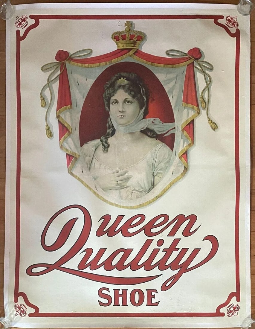 Rare Antique C1910 Queen Quality Shoes Boston Company Advertising Poster - 2