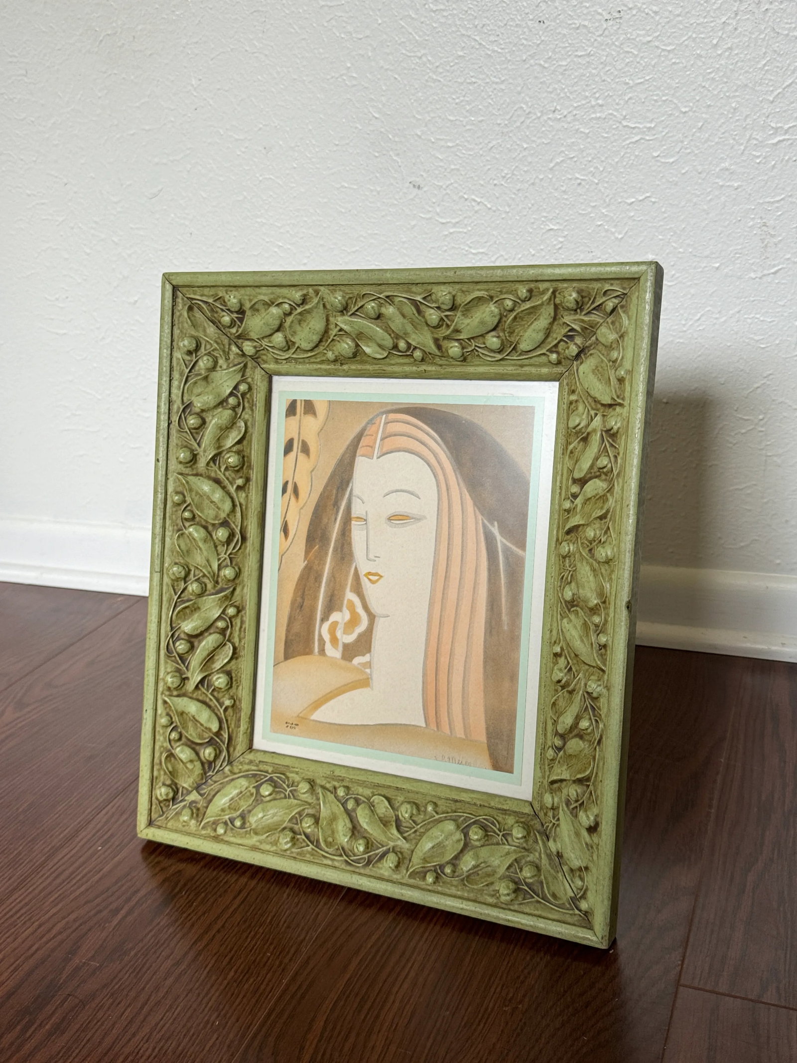 Framed Art Deco Original Art, a Portrait of a Woman, Circa 1930s. Signed Plb and Dated 1935 - 3