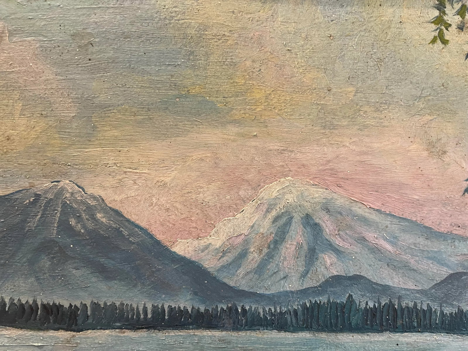 Vintage Mountain Landscape Oil Painting on Board - 6