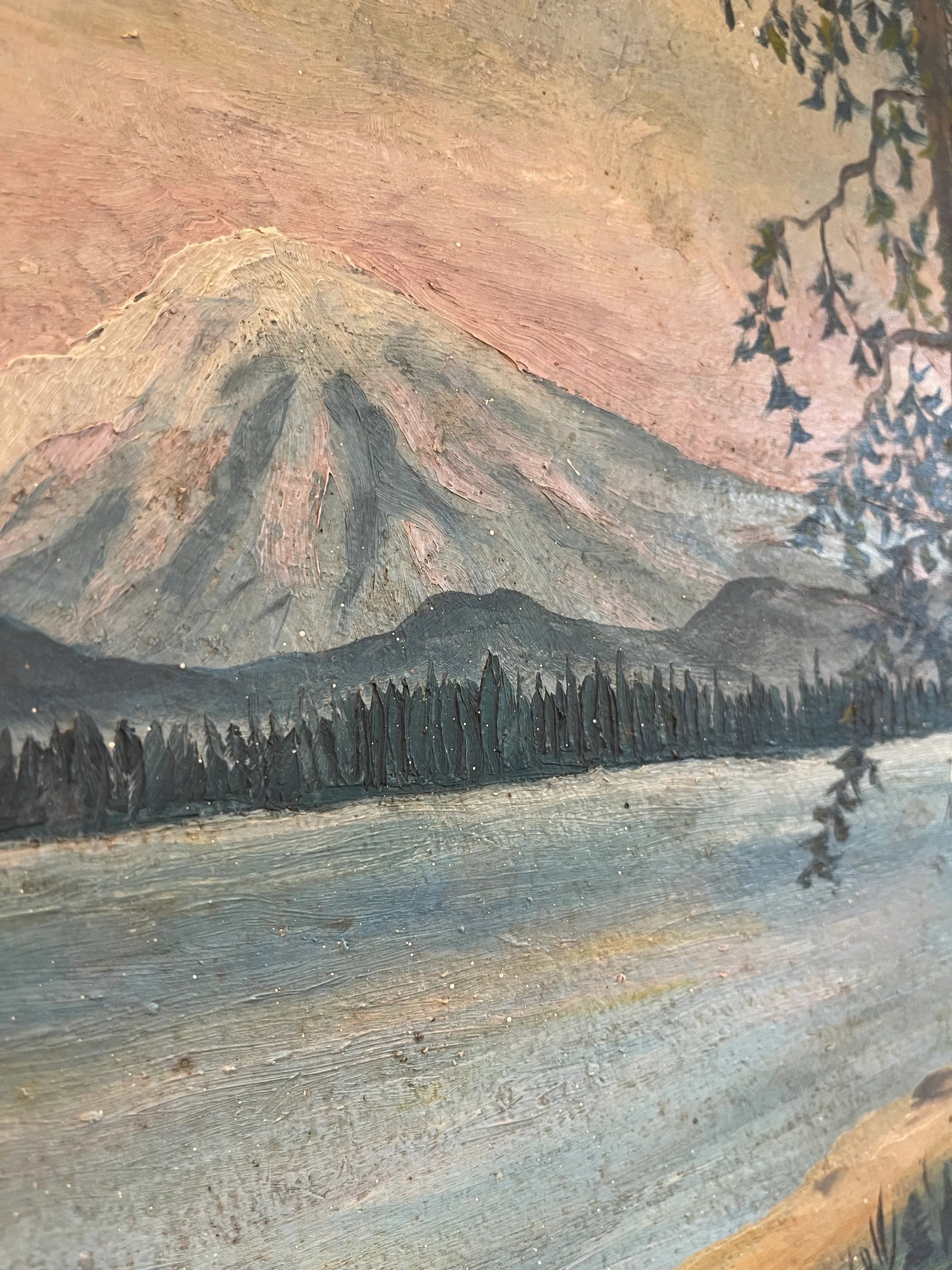 Vintage Mountain Landscape Oil Painting on Board - 9