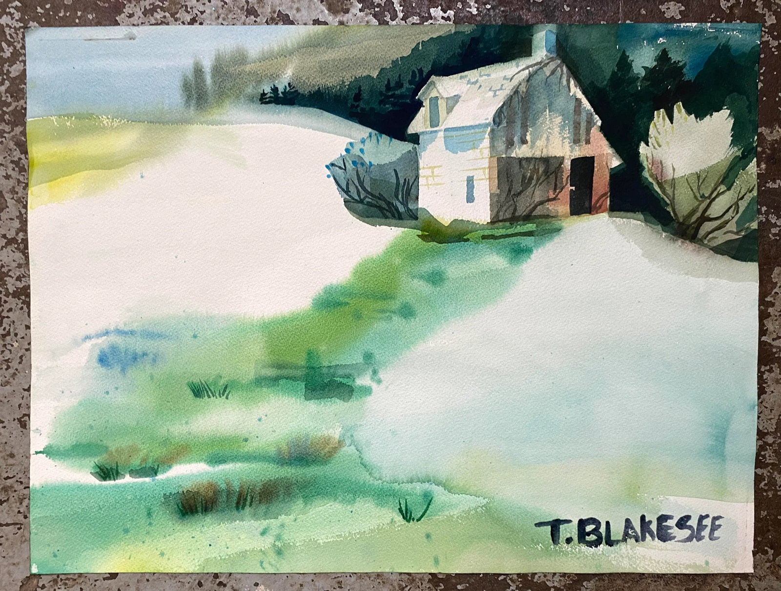 1960s Tina Blakeslee Landscape Watercolor Painting - 2