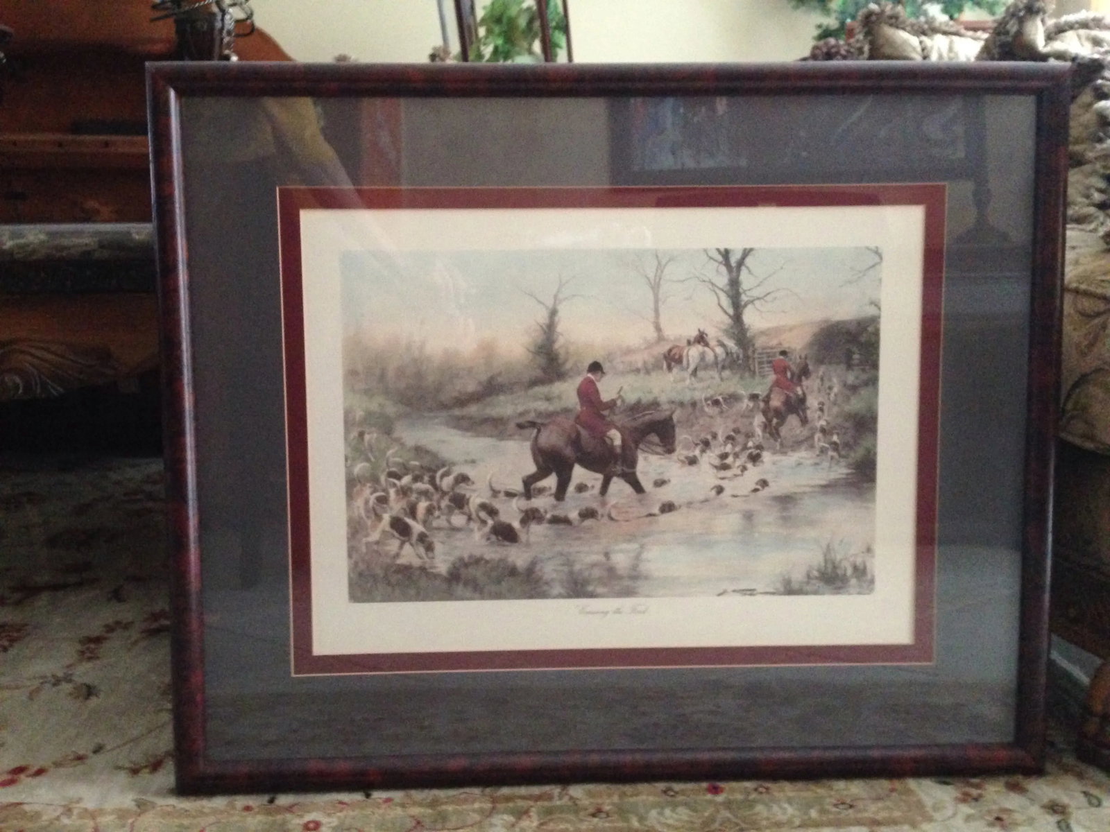 Print of Crossing the Ford by George Wright Framed/Signed - 2