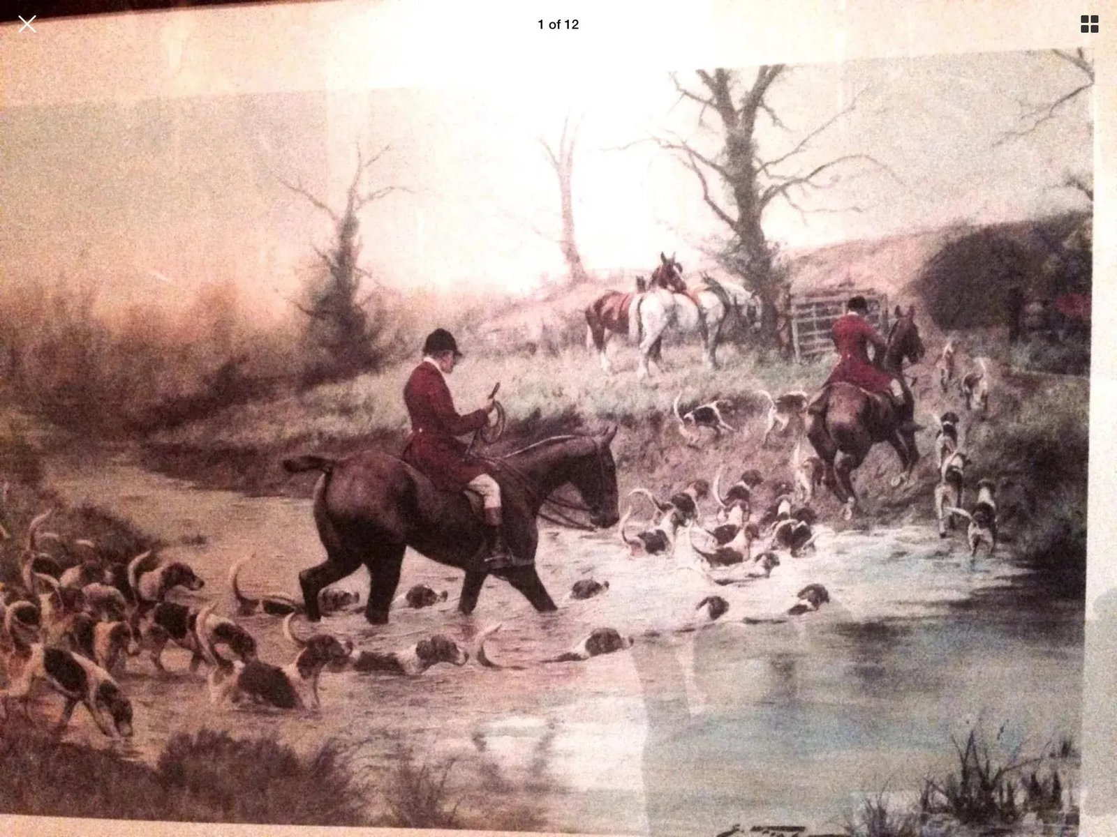 Print of Crossing the Ford by George Wright Framed/Signed - 3